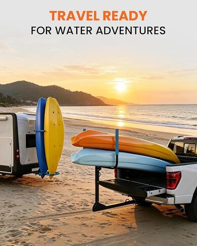 Upgraded RV Hitch Mount Kayak Rack for 2 Kayaks up to 12 FT | 300 lbs Capacity,Adjustable Height and Base,Foldable Storage,2'' Hitch Receiver,Vertical Carrier for RV, Truck, SUV in Saudi Arabia
