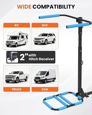 Upgraded RV Hitch Mount Kayak Rack for 2 Kayaks up to 12 FT | 300 lbs Capacity,Adjustable Height and Base,Foldable Storage,2'' Hitch Receiver,Vertical Carrier for RV, Truck, SUV in Saudi Arabia