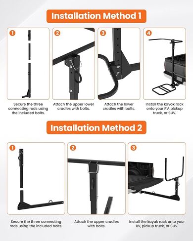 Upgraded RV Hitch Mount Kayak Rack for 2 Kayaks up to 12 FT | 300 lbs Capacity,Adjustable Height and Base,Foldable Storage,2'' Hitch Receiver,Vertical Carrier for RV, Truck, SUV in Saudi Arabia