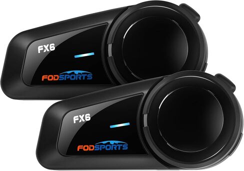 Fodsports FX6 Motorcycle Bluetooth Headset, 6 Riders Group Motorcycle Intercom Bluetooth, 1000M Motorbike Helmet Communication Systems/Voice Command/Universal Pairing/FM Radio(2 Pack) in Kuwait