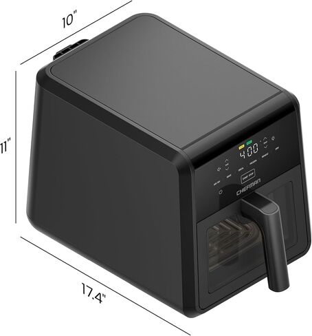 Chefman Air Fryer TurboFry 7-Qt, 6-in-1 High-Powered 450°F Cooking for Crispier Results, Compact Space-Saving Design, Air Fry, Bake, Broil, Reheat, Dehydrate, Defrost, Fast & Even Cooking – Black in Saudi Arabia