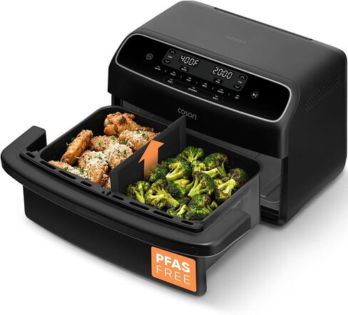 Cosori TWINFRY 9 QT Double Air Fryer, Removable Divider, PFAS-Free Ceramic | Dual 4.5Qt & Full 9Qt, Two Ways to Cook, 6-in-1, Independent Cooking, Match&Sync, Dishwasher-Safe, Countertop Friendly in Saudi Arabia