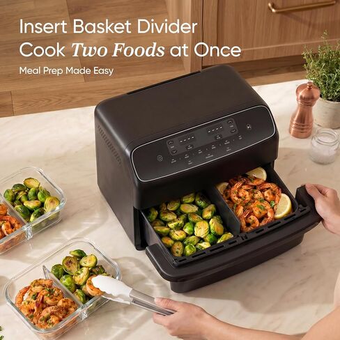 Cosori TWINFRY 9 QT Double Air Fryer, Removable Divider, PFAS-Free Ceramic | Dual 4.5Qt & Full 9Qt, Two Ways to Cook, 6-in-1, Independent Cooking, Match&Sync, Dishwasher-Safe, Countertop Friendly in Saudi Arabia