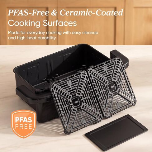 Cosori TWINFRY 9 QT Double Air Fryer, Removable Divider, PFAS-Free Ceramic | Dual 4.5Qt & Full 9Qt, Two Ways to Cook, 6-in-1, Independent Cooking, Match&Sync, Dishwasher-Safe, Countertop Friendly in Saudi Arabia