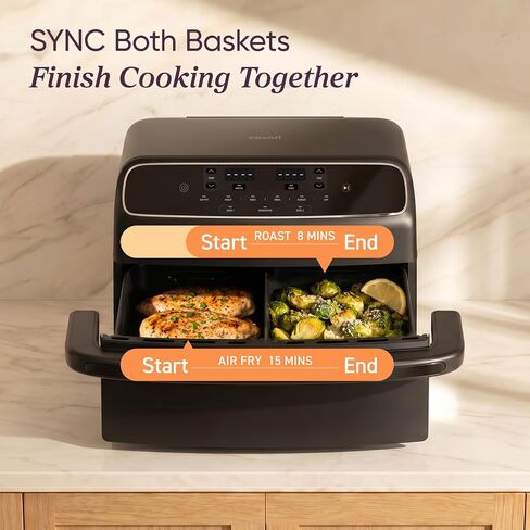 Cosori TWINFRY 9 QT Double Air Fryer, Removable Divider, PFAS-Free Ceramic | Dual 4.5Qt & Full 9Qt, Two Ways to Cook, 6-in-1, Independent Cooking, Match&Sync, Dishwasher-Safe, Countertop Friendly in Saudi Arabia