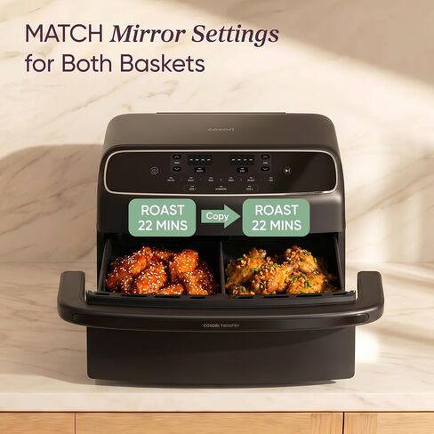 Cosori TWINFRY 9 QT Double Air Fryer, Removable Divider, PFAS-Free Ceramic | Dual 4.5Qt & Full 9Qt, Two Ways to Cook, 6-in-1, Independent Cooking, Match&Sync, Dishwasher-Safe, Countertop Friendly in Saudi Arabia