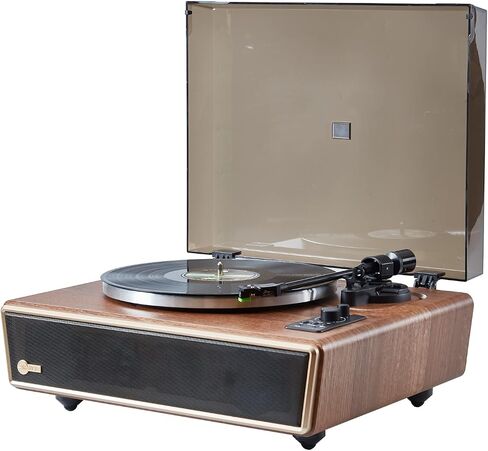 Huygens High Fidelity Bluetooth Record Player with Built-in Speakers Belt Drive Vinyl Turntable with Moving Magnet Cartridge, Bluetooth Input Output and Aux-in (Huygens Black) in Kuwait