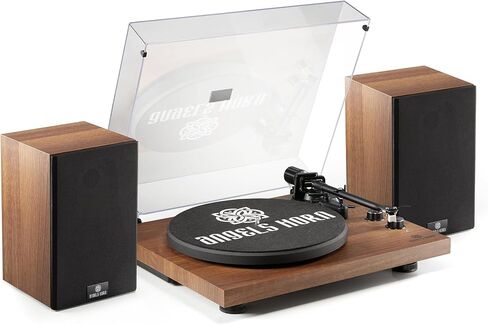 ANGELS HORN Vinyl Record Player Hi Fi System with Stereo Bookshelf Speakers | Bluetooth Turntable, Built-in Phono Preamp, Belt Drive 2-Speed, Adjustable Counterweight, Magnetic Cartridge AT-3600L in Saudi Arabia