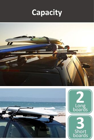 INNO Racks - Locking Surfboard Roof Rack - Water Sport Car Top Mount, Silver, 3 Shortboard/2 Longboard Capacity (INA744) in Saudi Arabia