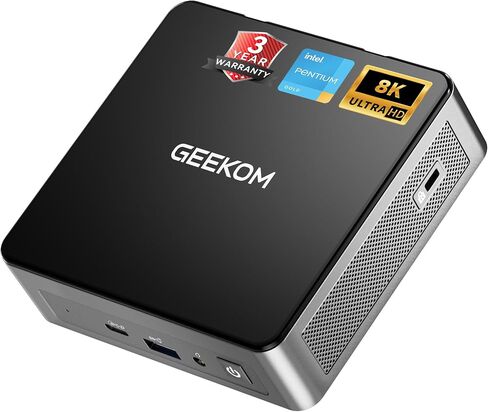 GEEKOM Air12 Mini PC, Intel 7505, 8GB Dual-Slot Upgradeable RAM, 256GB SSD | Business & WFH, Triple 4K Display, 8K Output, WiFi 6, SD Card Slot, 3-Year Warranty, Slim Design Desktop Computer in Saudi Arabia