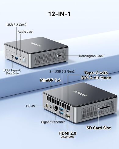 GEEKOM Air12 Mini PC, Intel 7505, 8GB Dual-Slot Upgradeable RAM, 256GB SSD | Business & WFH, Triple 4K Display, 8K Output, WiFi 6, SD Card Slot, 3-Year Warranty, Slim Design Desktop Computer in Saudi Arabia