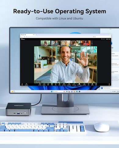 GEEKOM Air12 Mini PC, Intel 7505, 8GB Dual-Slot Upgradeable RAM, 256GB SSD | Business & WFH, Triple 4K Display, 8K Output, WiFi 6, SD Card Slot, 3-Year Warranty, Slim Design Desktop Computer in Saudi Arabia