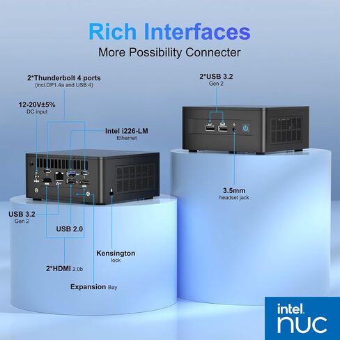 ASUS NUC 13 Pro، Intel NUC 13 Pro NUC13ANHi5 كمبيوتر صغير، ذاكرة الوصول العشوائي 16 جيجابايت، 512 جيجابايت SSD | جهاز كمبيوتر NUC 13 متعدد الاستخدامات مع معالج Core i5-1340 (12Core وما يصل إلى 4.6 جيجا هرتز، Intel Iris Xe Graphics)، يدعم 4K/WiFi6E/BT5.3/W in Kuwait