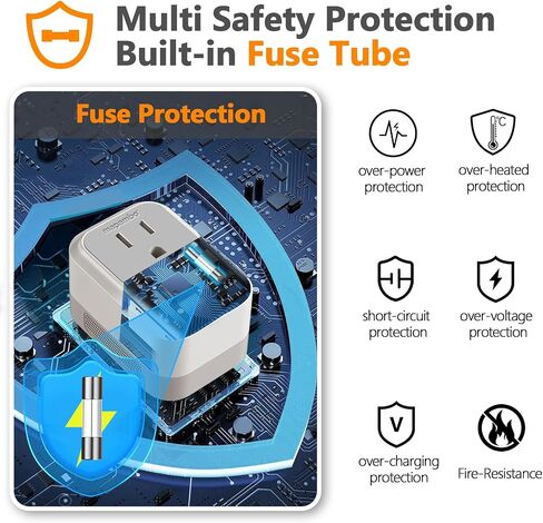 220V to 110V Voltage Converter US to Europe with 2 USB A 2 USB C Fast Charging, Power Converter for European Travel International Universal Travel Adapter for France Italy Germany Spain in Kuwait