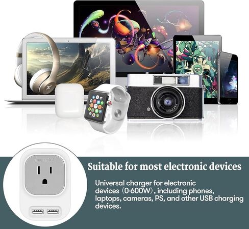 220V to 110V Voltage Converter US to Europe with 2 USB A 2 USB C Fast Charging, Power Converter for European Travel International Universal Travel Adapter for France Italy Germany Spain in Kuwait