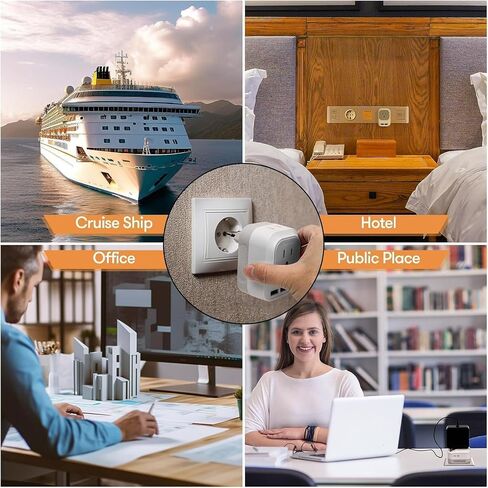 220V to 110V Voltage Converter US to Europe with 2 USB A 2 USB C Fast Charging, Power Converter for European Travel International Universal Travel Adapter for France Italy Germany Spain in Kuwait