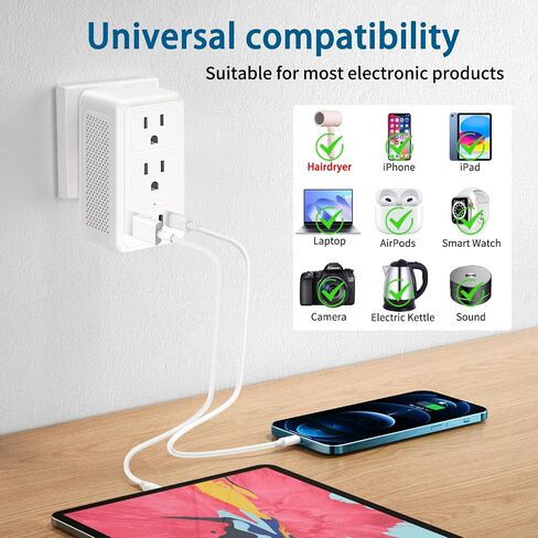 220V to 110V Voltage Converter US to Europe for Hair Dryer, Converter for European Travel (White) in Saudi Arabia