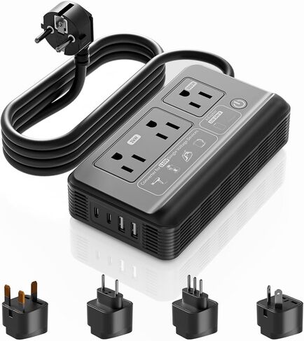 Mapambo 2000W Voltage Converter US to Europe, 7 in 1 Voltage Converter | for European Travel for Hair Dryer, Kettles, Coffee Makers and etc. 220v to 110v Converter for International Travels (White) in Kuwait