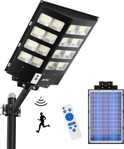 JAYNLT Y-10000W Solar Street Lights Outdoor,Parking Lot Lights Commercial | Ultra-Bright Solar Flood Lights,Dusk to Dawn,Motion Sensor,Remote, IP67 Waterproof Security Lighting for Garage,Farm,Barn in Saudi Arabia