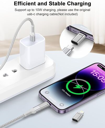محول USB C إلى Lightning 4 عبوات، محول أنثى من النوع C إلى iPhone ذكر | دونجل شاحن USBC إلى iPhone لجهاز Apple 14 Pro Max 13 12 11 XS XR 8 Plus، iPad/iPod/AirPods - للشحن فقط، وليس للصوت/OTG in Kuwait
