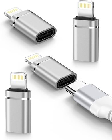 USB C to Lightning Adapter 4Pack, Type-C Female to iPhone Male Converter | USBC to iPhone Charger Dongle for Apple 14 Pro Max 13 12 11 XS XR 8 Plus, iPad/iPod/AirPods -Charging Only, Not for Audio/OTG in Saudi Arabia