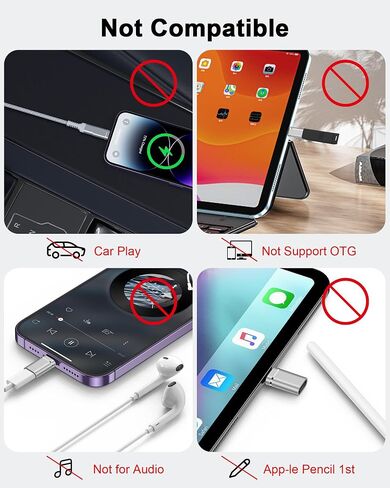 محول USB C إلى Lightning 4 عبوات، محول أنثى من النوع C إلى iPhone ذكر | دونجل شاحن USBC إلى iPhone لجهاز Apple 14 Pro Max 13 12 11 XS XR 8 Plus، iPad/iPod/AirPods - للشحن فقط، وليس للصوت/OTG in Kuwait