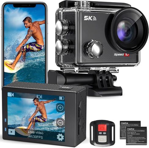 4K Action Camera 30MP EIS WiFi 131FT Waterproof | 170° wide-angle, 5X zoom, remote control. For biking, snorkeling, helmet. Up to 256GB.2 rechargeable batteries. in Saudi Arabia