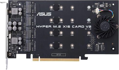 ASUS Hyper M.2 X16 PCIe 3.0 X4 Expansion Card V2 Supports 4 NVMe M.2 (2242/2260/2280/22110) Upto 128 Gbps for Intel VROC and AMD Ryzen Threadripper NVMe Raid in Kuwait