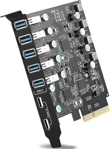 10Gbps PCIe USB 3.2/3.1 Gen 2 Expansion Card 7-Ports (2X USB C, 5X Type-A) | PCIe USB Expansion Card, PCI Express Card Type C PCI-e USB 3.0 Hub Controller Adapter with Windows XP/7/8/10/Linux/Mac OS in Saudi Arabia