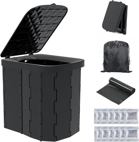 Hapoon XL Portable Folding Camping Toilet For Adults & Kids, Lightweight | XL Portable Folding Toilet with Lid,Travel Portable Potty for Adults,Porta Potty Car Toilet, Portable Bathroom for Outdoor in Saudi Arabia
