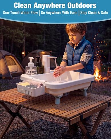 VILLEY Camping Sink, Portable Outdoor Hygiene Station with Electric Faucet | Portable & Lightweight, Smart Pump, One-Touch Water Control, Dual Setup Modes, Auto Shut-Off, Hand Washing & Food Cleaning in Saudi Arabia
