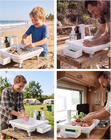 VILLEY Camping Sink, Portable Outdoor Hygiene Station with Electric Faucet | Portable & Lightweight, Smart Pump, One-Touch Water Control, Dual Setup Modes, Auto Shut-Off, Hand Washing & Food Cleaning in Saudi Arabia