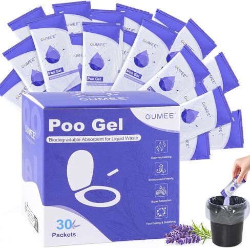OUMEE 30Pack Lemon Portable Toilet Gel, Super Absorbent Gel for Potty | Camping Toilet Powder for Bucket, Eco Absorbent Gelling, Portable Urine Poo Packets for Outdoor Recreation Supplies in Saudi Arabia