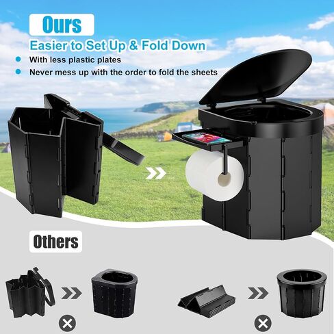 Portable Toilet,Camping Toilet,Portable Toilet for Adults | Foldable Toilet with Toilet Bags & Poo Gel,Phone Shelf and Paper Holder,for Camping,Outdoor, Hiking,Truck, RV, Beach in Saudi Arabia