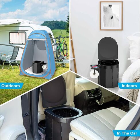 Portable Toilet,Camping Toilet,Portable Toilet for Adults | Foldable Toilet with Toilet Bags & Poo Gel,Phone Shelf and Paper Holder,for Camping,Outdoor, Hiking,Truck, RV, Beach in Saudi Arabia