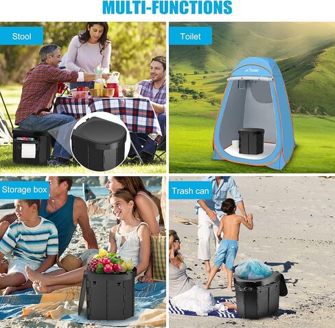 Portable Toilet,Camping Toilet,Portable Toilet for Adults | Foldable Toilet with Toilet Bags & Poo Gel,Phone Shelf and Paper Holder,for Camping,Outdoor, Hiking,Truck, RV, Beach in Saudi Arabia