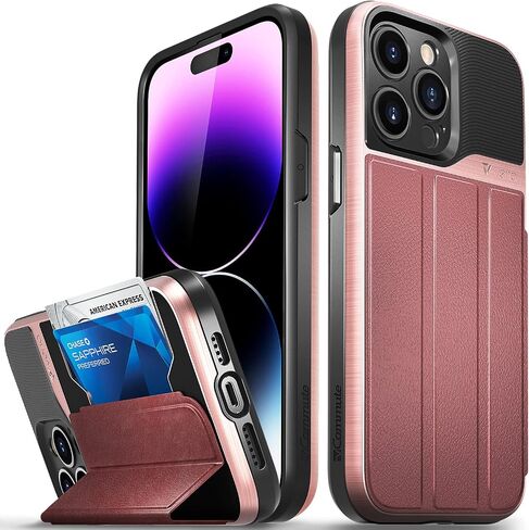 حافظة محفظة VENA vCommute لهاتف iPhone 15 Pro Max، أسود | حماية من السقوط بدرجة عسكرية، غطاء قلاب مغناطيسي من الجلد الفاخر، حامل بطاقات مخفي، حجب RFID، مسند متعدد الزوايا in Kuwait