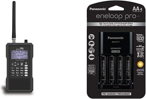 Whistler TRX-1 Handheld Digital Scanner Radio and Panasonic K-KJ17KHCA4A 4-Position Charger with AA eneloop PRO Rechargeable Batteries, 4 pk Bundle in Kuwait