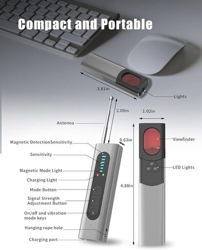 Hidden Camera Detector, Anti-Spy Camera Finder, RF WiFi Signal Scanner, GPS Tracker Bug Listening Device Detector, Portable Multi-Mode Privacy Protector for Hotel Home Office Car Bathroom,White in Saudi Arabia