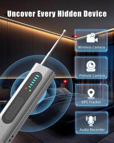 Hidden Camera Detector, Anti-Spy Camera Finder, RF WiFi Signal Scanner, GPS Tracker Bug Listening Device Detector, Portable Multi-Mode Privacy Protector for Hotel Home Office Car Bathroom,White in Saudi Arabia