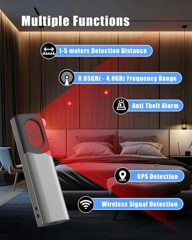 Hidden Camera Detector, Anti-Spy Camera Finder, RF WiFi Signal Scanner, GPS Tracker Bug Listening Device Detector, Portable Multi-Mode Privacy Protector for Hotel Home Office Car Bathroom,White in Saudi Arabia