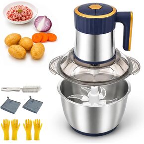 Food Processor, 5Qt Food Chopper Electric, 5-Speed Meat Grinder for Kitchen | Compact, Vegetable Chopper, Stainless Steel,Dishwasher Safe, for Garlic, Onion, Melon & Fruit, Food Grinder, with Accessories in Saudi Arabia