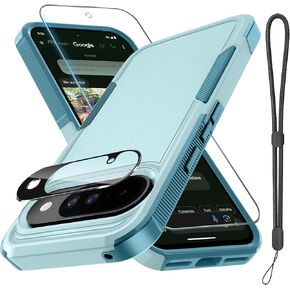 for Google Pixel 10 & Pixel10 Pro Case with Lanyard Strap,Mint Green | with Tempered Glass Screen Protector+Camera Lens Cover,Full Body Heavy Duty Rugged Shockproof Protective Phone Cover in Saudi Arabia