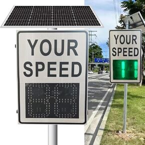 20"x28"/24"x35" Solar Speed Radar Feedback Sign,Real-Time Vehicle Speed Monitor with LED Digits, Road Safety Speed Limit Detector with Accessories (White, 20"x28") in Saudi Arabia