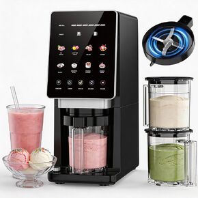 H-Duka 10-in-1 Ice Cream Maker Machine, 800W Frozen Treat Maker for Silky Gelato, Sorbet&Slushies, One-Touch Mix-In & Re-Spin for Creamy Texture, Keto & Vegan, Includes 3 Pints & Recipe Guide, Black in Saudi Arabia