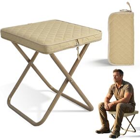 LoTanop Foldable Backpack Stool- mini Folding Chair - Compact Collapsible Camping Seat Supports 286 LBS for Outdoor Hiking, Fishing, Travel & Camping (Beige) in Saudi Arabia