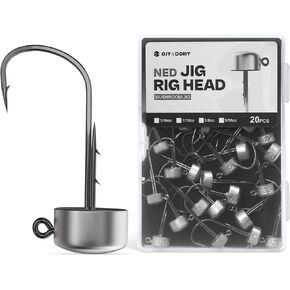 Ned Rig Jig Heads, 20 Pack Finesse Mushroom Jig Hooks Kit for Bass Fishing 1/16 1/8 3/16 1/4oz in Saudi Arabia