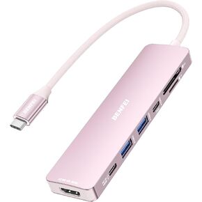 موزع USB C 7 في 1 من BENFEI مع HDMI (4K@60 هرتز)، 2 USB-A، 1 بيانات USB-C، شحن 100 واط، قارئ بطاقة SD/TF، ​​كابل سيليكون مقاوم للتشابك متوافق مع MacBook Pro/Air، iPad Pro، iMac، iPhone 15 Pro/Pro Max in Kuwait