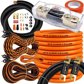 STX Audio SX4CXL - 4 Gauge Amplifier Wiring Kit, True Spec 4 AWG Power & Ground Cable, Dual ANL Fuse Holder with 150A & 200A Fuses, Complete RCA & Speaker Wire Install Kit in Saudi Arabia