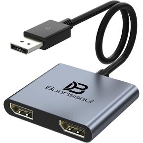 DisplayPort Splitter for Dual Monitors, DisplayPort to Dual DisplayPort Splitter Adapter 4K@120Hz, Monitor Splitter SST/MST Extended Display, DP MST Hub for PC, Laptop,Graphics Card and More in Saudi Arabia